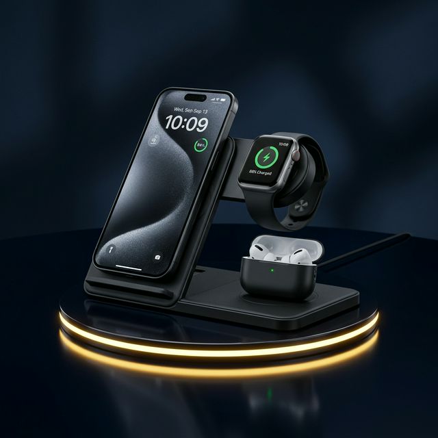 Cargador Inalámbrico Plegable 3-en-1 15W