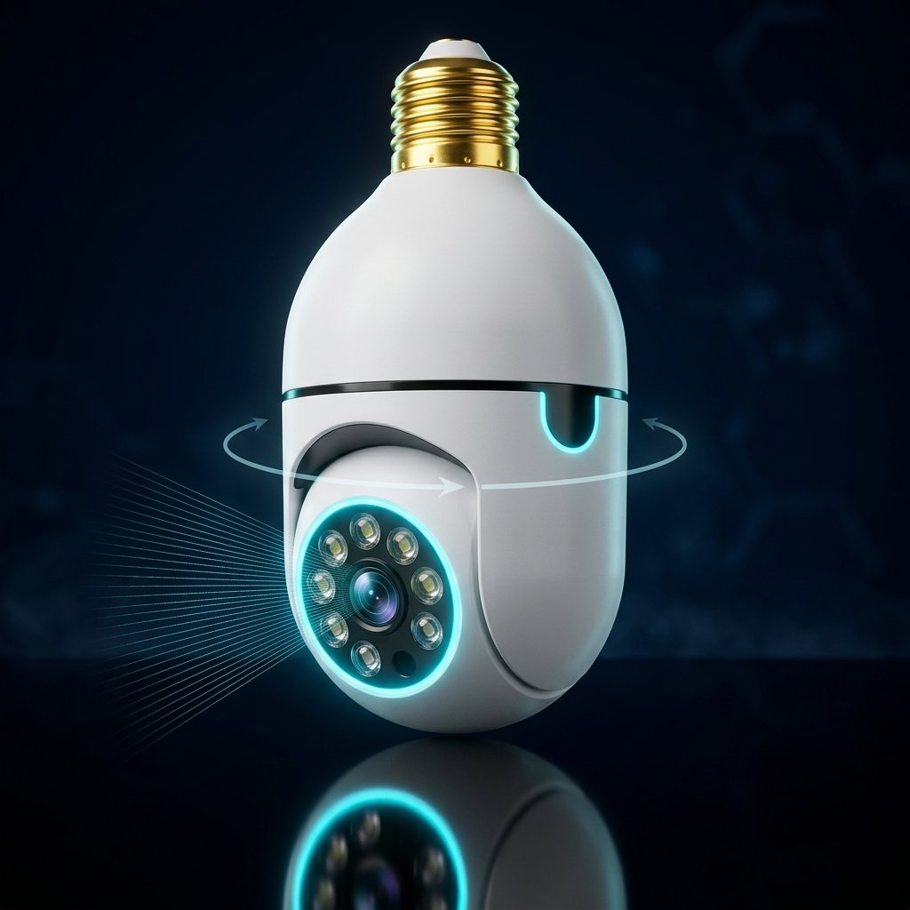 Cámara de seguridad 360° inalámbrica con bombilla: vigilancia inteligente para interiores y exteriores